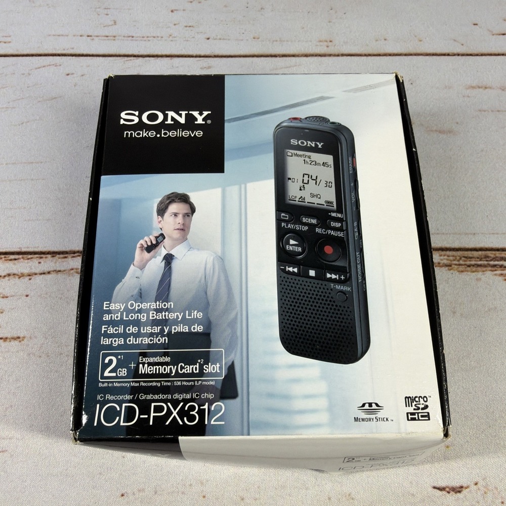 Sony Digital Voice Recorder ICD-PX312 IC Recorder T-Mark w/ Cord Used